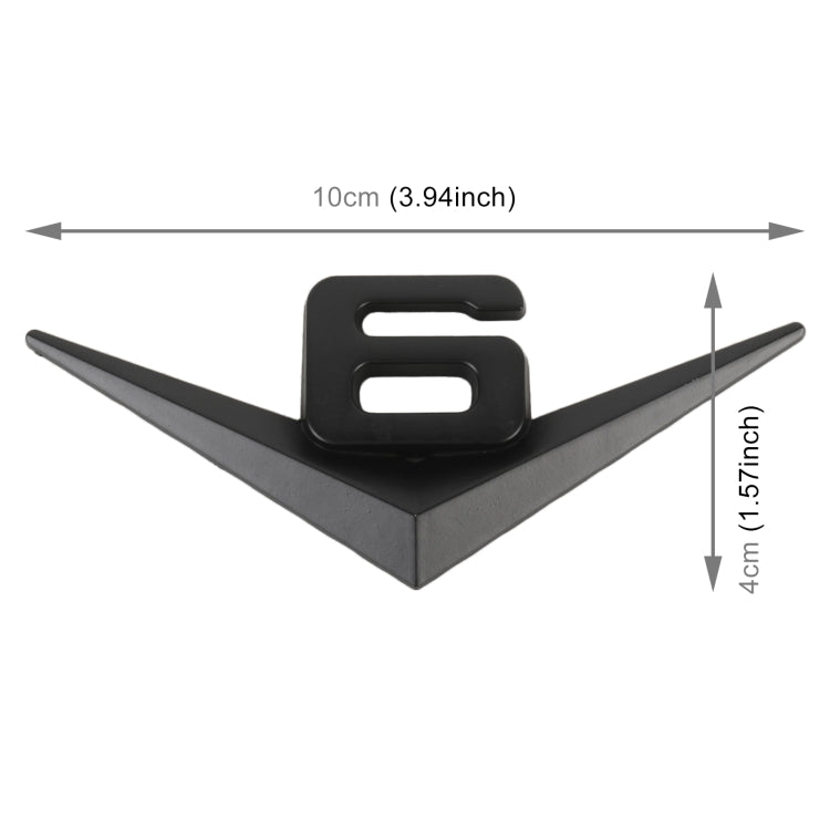 Car Number 6 Personalized Aluminum Alloy Decorative Stickers, Size:10x4x0.4cm