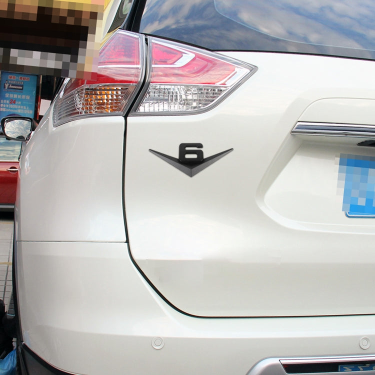 Car Number 6 Personalized Aluminum Alloy Decorative Stickers, Size:10x4x0.4cm