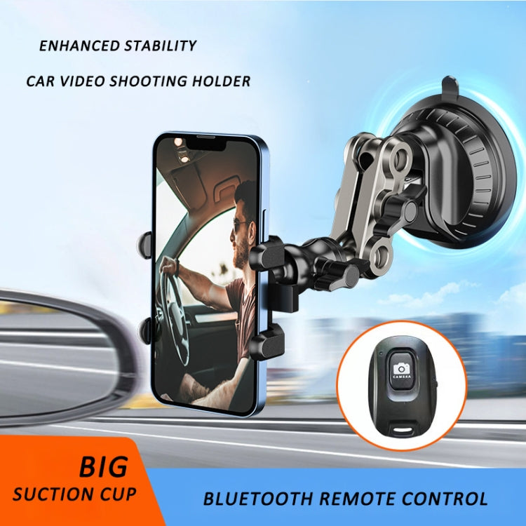 Car Universal Overhead Camera Suction Cup Phone Holder, Short Style with Bluetooth Remote Control, with Bluetooth Remote Control