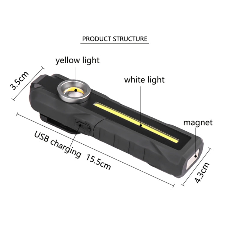 1902A Folding Magnet Car Inspection Light Work Maintenance Lamp Emergency COB LED USB Charging Lamp, 1902A