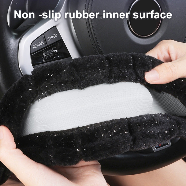Round Style Car Universal Self Heating Plush Warm Anti-skid Steering Wheel Cover, Diameter: 38cm, Round Style