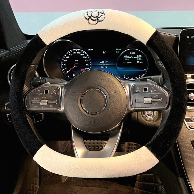 D Style Car Universal Camellia Pattern Plush Warm Anti-skid Steering Wheel Cover, Diameter: 38cm, D Style