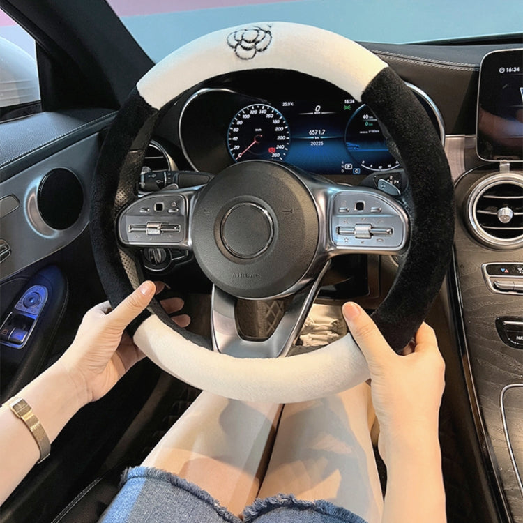 D Style Car Universal Camellia Pattern Plush Warm Anti-skid Steering Wheel Cover, Diameter: 38cm, D Style