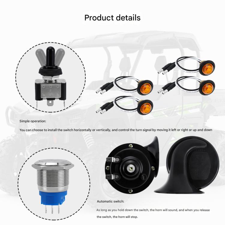 CP-5227 UTV / ATV Turn Signal Kit, Street Legal Kit with Toggle Switch, CP-5227