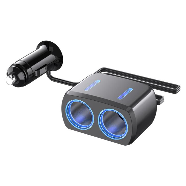 SHUNWEI SD-1904 Dual Socket Car Cigarette Lighter Splitter with USB Charger, SD-1904