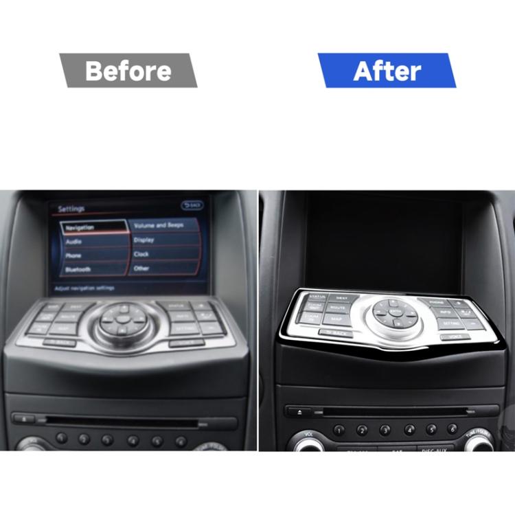 For Nissan 370Z Z34 2009- Car Multimedia Navigation Button Panel Decorative Sticker, Left and Right Drive Universal, Multimedia Navigation Button Panel
