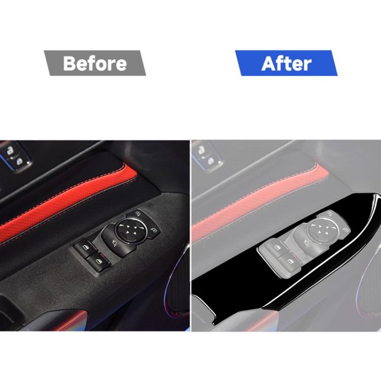 For Ford Mustang 2015-2020 4 in 1 Car Window Lift Panel Decorative Sticker, Left Drive, 4 in 1 Window Lift Panel, Left Drive