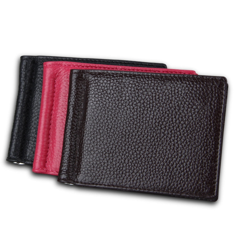 Cowhide Leather Litchi Texture Card Holder Wallet RFID Blocking Coin Purse Card Bag Protect Case with 6 Card Slots, Size: 110*82*8mm