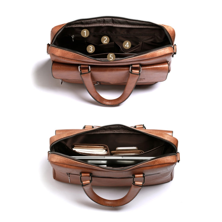 WEIXIER 8619 Retro Style PU Leather Handbag Shoulder Bag Crossbody Bag for Men, Size: 38 x 30 x 11cm, 38 x 30 x 11cm