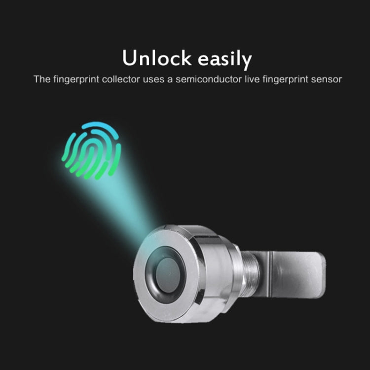 T22F Micro USB Charging Zinc Alloy Smart Bilateral Open Fingerprint Drawer Lock File Cabinet Lock, Bilateral Open Fingerprint