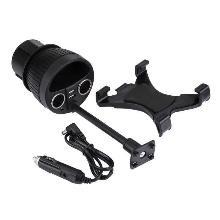 Olesson 2 in 1 Car Charger Cup Holder PowerCup Phone / Tablet Holder + 2.1A / 1A Dual-USB Ports Car Cigarette Lighter Socket Car Charger, 1629