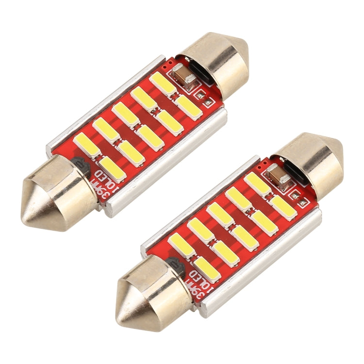 2 PCS DC 12V 2W 41MM 4014 Bicuspid Port No Decoding Car Dome Lamp LED Reading Light with 10 LED Lights, 41MM