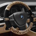 Leopard Grain Steering Wheel Cover, Adaptation Steering Wheel Diameter: 37-38 cm, 37-38cm Beige, 37-38cm Coffee, 37-38cm Black