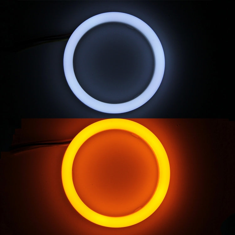 2 PCS 3inch 6W White Light + Yellow Light Car Angel Eyes Light, DC 12V Cable Length: 50cm, 3inch