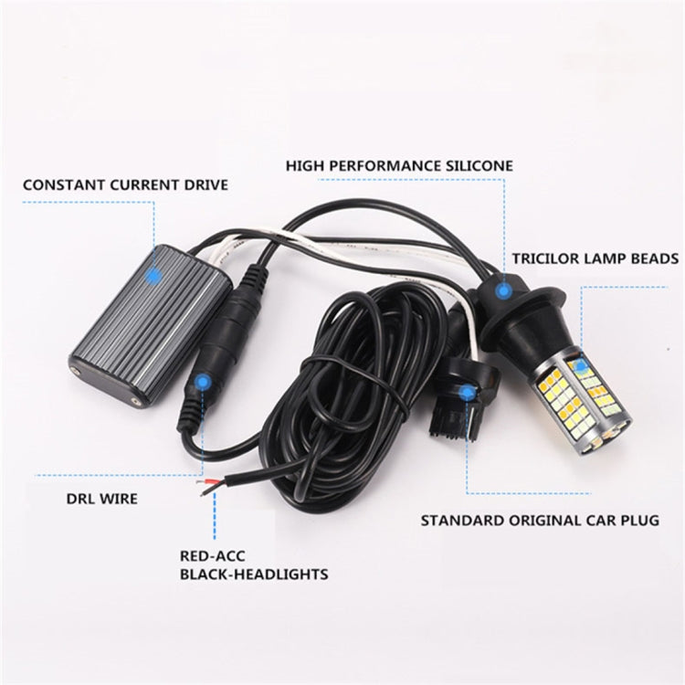 T20/7740 DC12V 3.7W 81 SMD-3030-LEDs Three Color Car DRL&Turn Light, Length: 2m, T20/7740