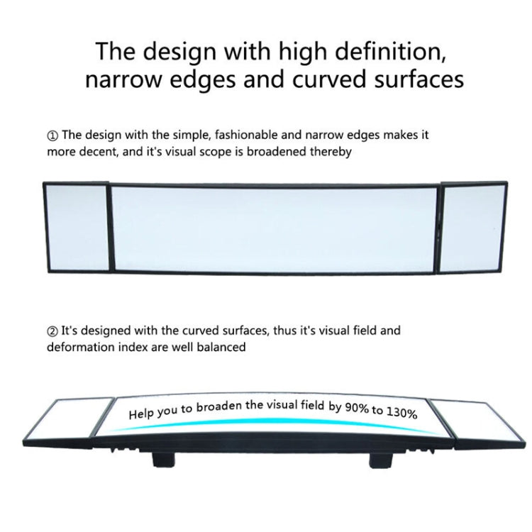 SHUNWEI Large Car Three-Fold Curve Surface Rear View Mirror Reverse Wide Angle Adjustable Angle Auxiliary Blind Area Retroreflector Reversing Wide-angle Lens, SD-2411