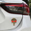 Gold Skull with Red Eyes Metal Car Sticker, Horrify Skull