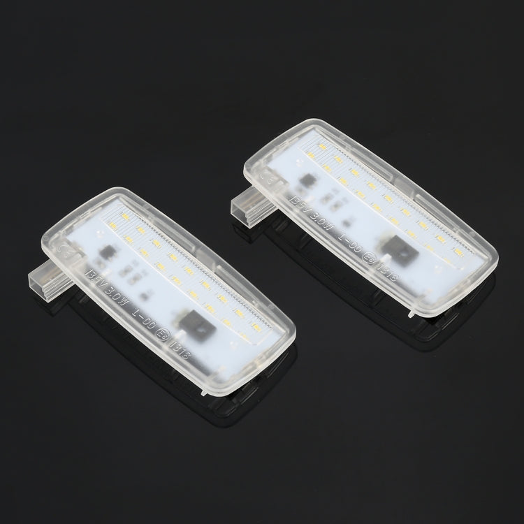 2 PCS Car DC12V / 1.5W / 6000K / 100LM LED Vanity Mirror Lamp Makeup Mirror Light with 18 SMD-3014 Lamps for BMW E93, White Light, Makeup Mirror Light