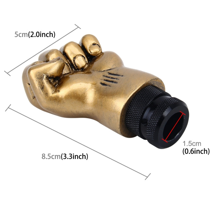 Universal Fist Shape Aluminum Manual or Automatic Gear Shift Knob Compatible with Three Rubber Covers Fit for All Car, Gold