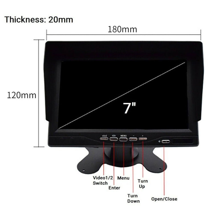 PZ612-AHD IP67 120 Degree Car AHD 1080P 2 Megapixels 7 inch 1-Way Rearview Mirror Monitor, Night Vision Full Color, PZ612-AHD