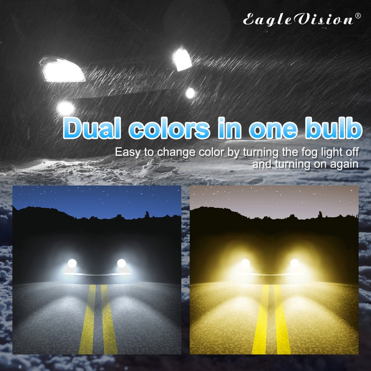 2 PCS EV15 9005 / 9006 DC9-32V / 6W / IP67 Car LED Double Color Fog Light, Cold White Light + Amber Light, EV15 9005 / 9006