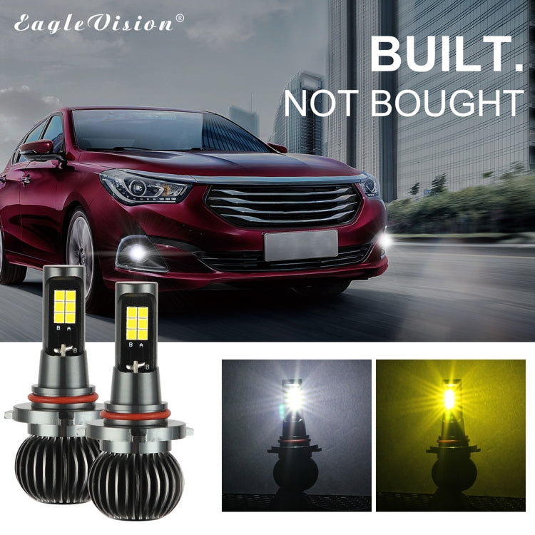 2 PCS EV15 9005 / 9006 DC9-32V / 6W / IP67 Car LED Double Color Fog Light, Cold White Light + Amber Light, EV15 9005 / 9006