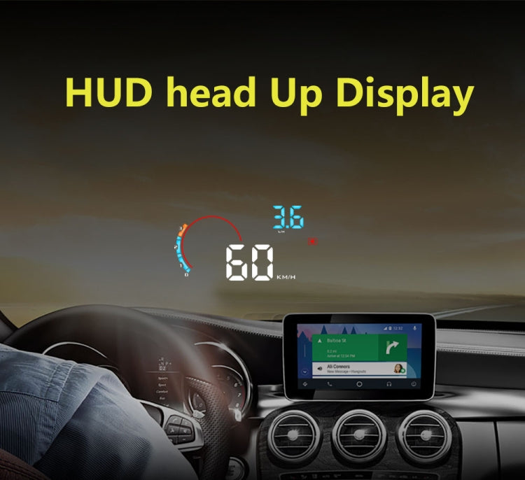 D2500 OBD2+GPS 4 inch Vehicle-mounted Head Up Display Security System, Support Car Speed / Engine Revolving Speed Display / Water Temperature / Battery Voltage / Running Speed & Direction & Distance, D2500