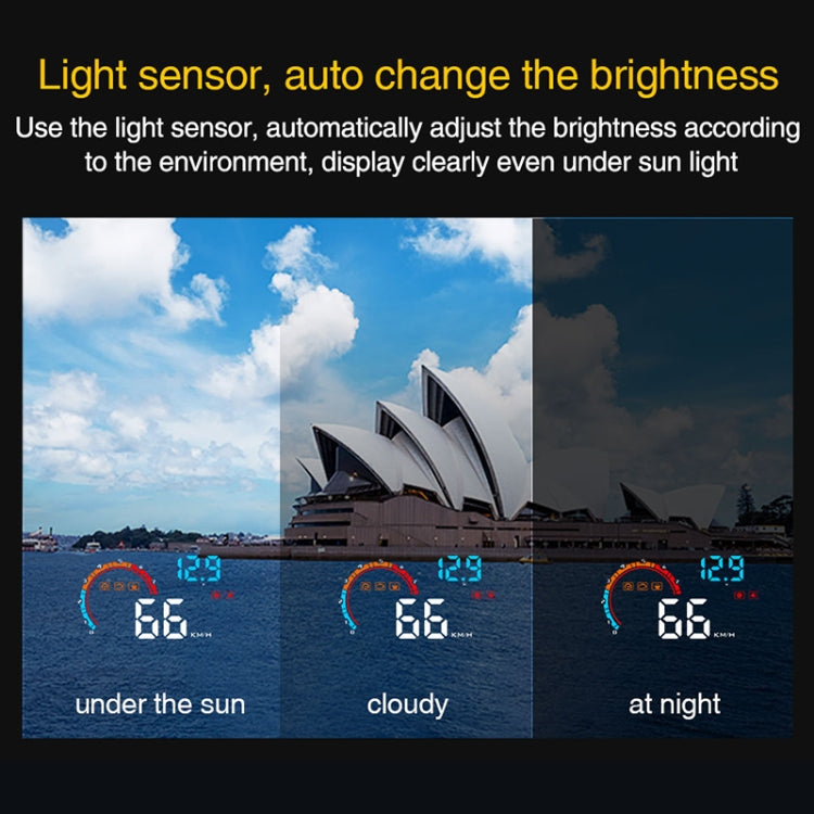 D2500 OBD2+GPS 4 inch Vehicle-mounted Head Up Display Security System, Support Car Speed / Engine Revolving Speed Display / Water Temperature / Battery Voltage / Running Speed & Direction & Distance, D2500