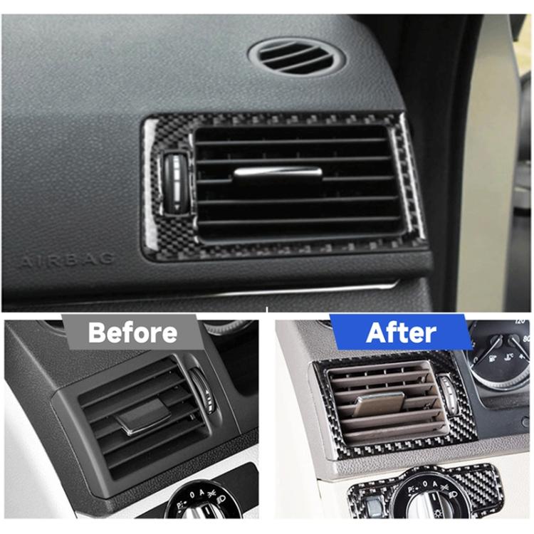 2 PCS Car Dashboard  Right and Left Air Outlet Frame Carbon Fiber Decorative Sticker for Mercedes-Benz W204 2007-2013, Dashboard Right and Left Air Outlet Frame