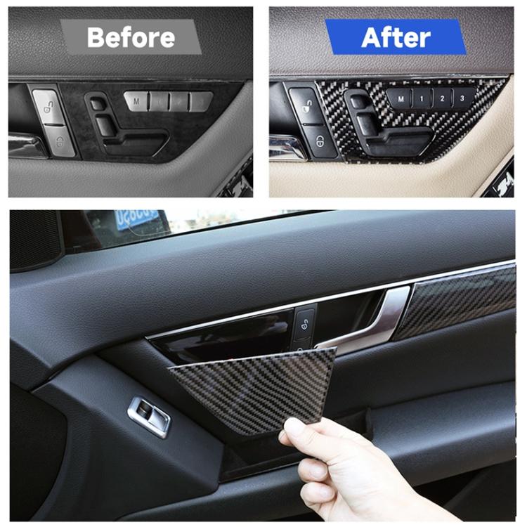 2 PCS Car Front Door Seat Adjustment Frame Carbon Fiber Decorative Sticker for Mercedes-Benz W204 2007-2013, Front Door Seat Adjustment Frame