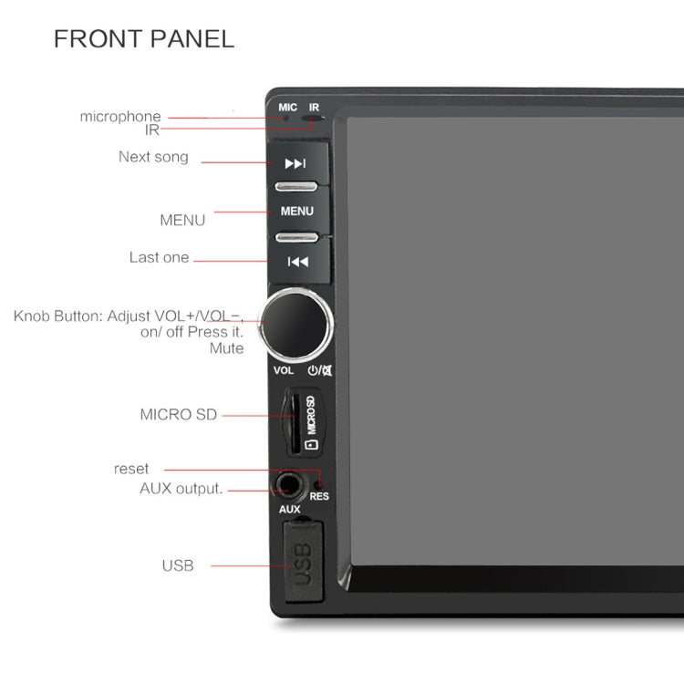 7018B 7.0 inch HD Touch Screen Dual DIN Car Radio Bluetooth Stereo MP3 / MP4 / MP5 Player with Remote Control, with Rearview Camera, 6800 Module, Support  FM / TF Card / USB Flash Disk, 7018B