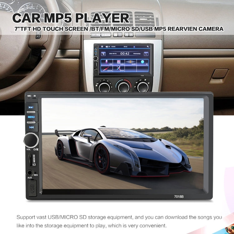 7018B 7.0 inch HD Touch Screen Dual DIN Car Radio Bluetooth Stereo MP3 / MP4 / MP5 Player with Remote Control, with Rearview Camera, 6800 Module, Support  FM / TF Card / USB Flash Disk, 7018B