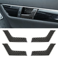 4 PCS Car Door Inner Handle Panel Carbon Fiber Decorative Sticker for Mercedes-Benz W204 2007-2013, Door Inner Handle Panel