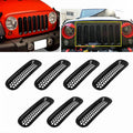 7 PCS Car Front Racing Front Grille Grid Insect Net for Jeep Wrangler JK 2007-2017, For Jeep Wrangler 2007-2017