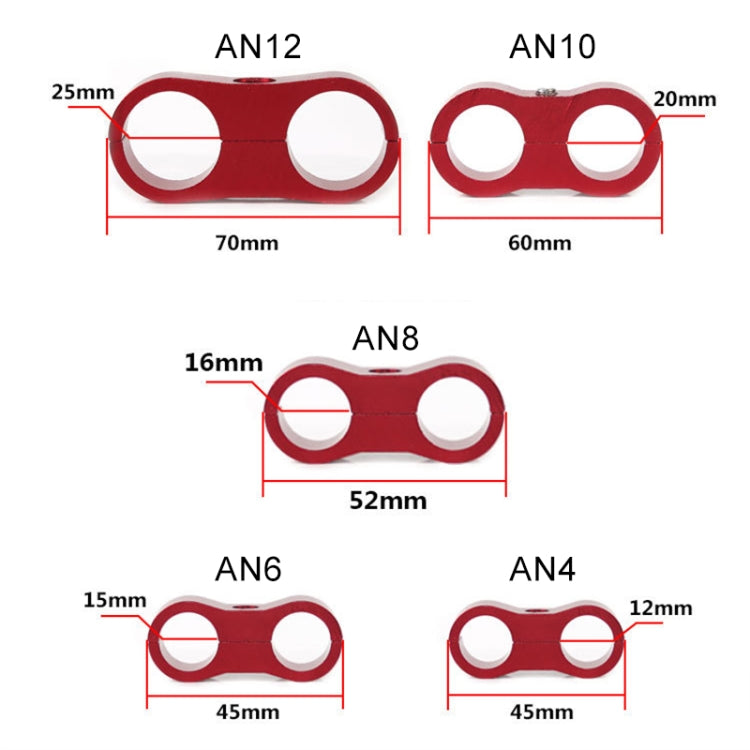 AN10 Automotive 2-hole High Pressure Tubing Fixing Clip Car Tubing Clamp Aluminum Alloy Clip Tubing Separator, Random Color Delivery, AN10