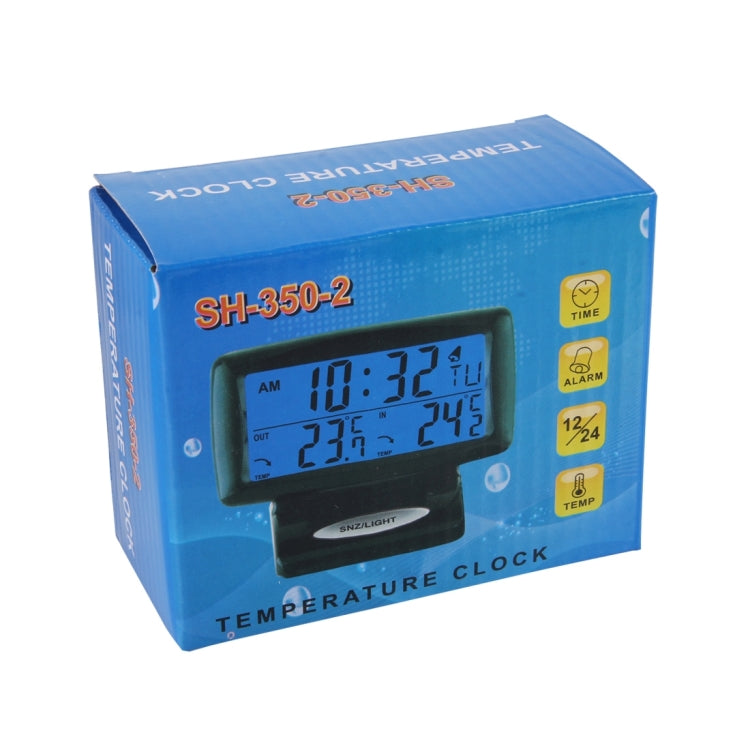 SH-350-2 Multi-Function Digital Temperature Thermometer Alarm Clock LCD Monitor Battery Meter Detector Display, SH-350-2