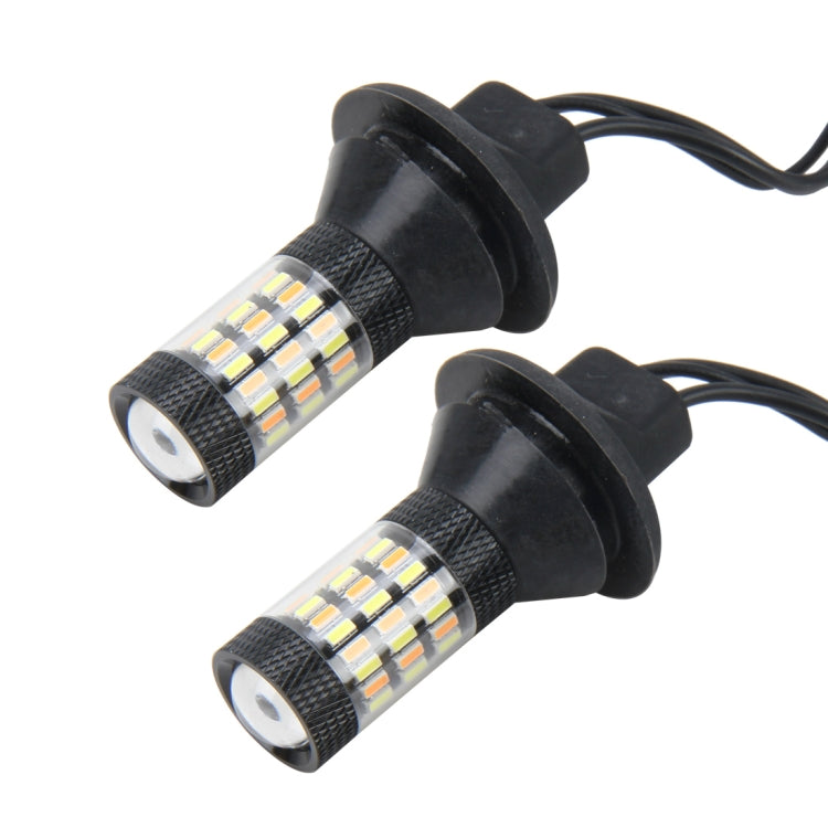 2 PCS 3156 5W 450LM 60LEDs DC 12V SMD-4014 Car Auto Brake Light Turn Signal Lights Car Source Set(White Light+Yellow Light), Cable Length: 40cm, 3156