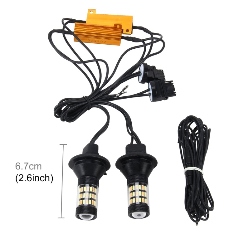2 PCS 3156 5W 450LM 60LEDs DC 12V SMD-4014 Car Auto Brake Light Turn Signal Lights Car Source Set(White Light+Yellow Light), Cable Length: 40cm, 3156