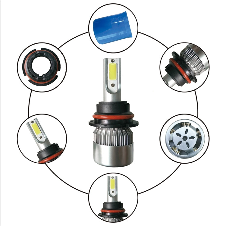 2pcs 9007 18W 1800LM 6000K Waterproof IP68 Car Auto LED Headlight with 2 COB LED Lamps, DC 9-36V, 9007