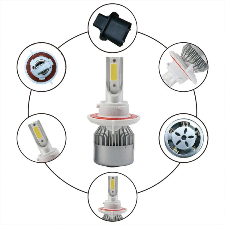 2pcs H13 18W 1800LM 6000K Waterproof IP68 Car Auto LED Headlight with 2 COB LED Lamps, DC 9-36V, H13