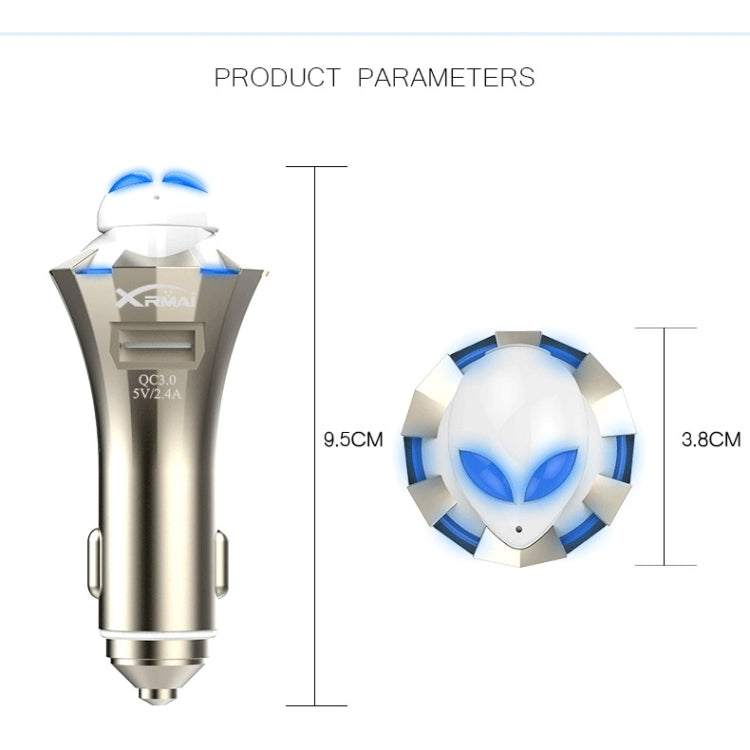 A8 3 in 1 Bluetooth Earphone & Safety Hammer & Car Charger, Support Hands-free Call & USB Quick Charger Function, A8