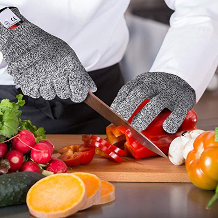 A Pair Cut-resistant Gardening Gloves HPPE Food-grade 5-Level Anti-cutting Anti-wear Safety Working Gloves, Size: L, Length: 24cm, Size: L/Black, Size: L/White