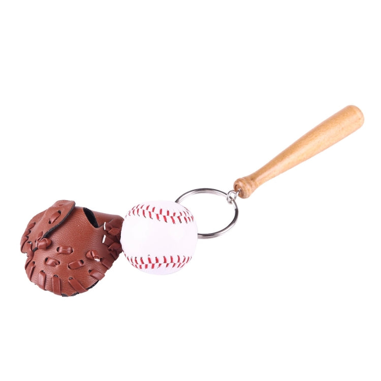 Sporty Baseball & Bat & Gloves Keychain, Baseball Shape