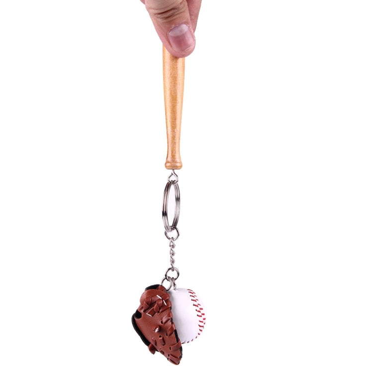 Sporty Baseball & Bat & Gloves Keychain, Baseball Shape