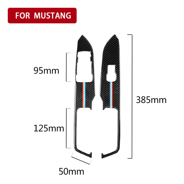 2 PCS Car USA Color Carbon Fiber Window Lift Panel Decorative Sticker for Ford Mustang 2015-2017, Left Drive, Window Lift Panel