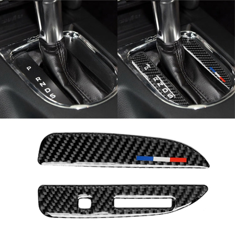 2 PCS Car USA Color Carbon Fiber Gearshift Panel Decorative Sticker for Ford Mustang 2015-2017, Left Drive, Gearshift Panel