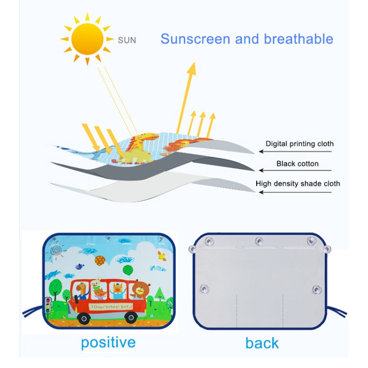 Car Large Rear Window Sunscreen Insulation Window Sunshade Cover, Size: 70*50cm, Magic World, Moon Baby, Waterpark, House, Mustache, Rocket, Little Pirate, Small Cloud, Camping, Happy Time, Pink Bus, Happy School Bus