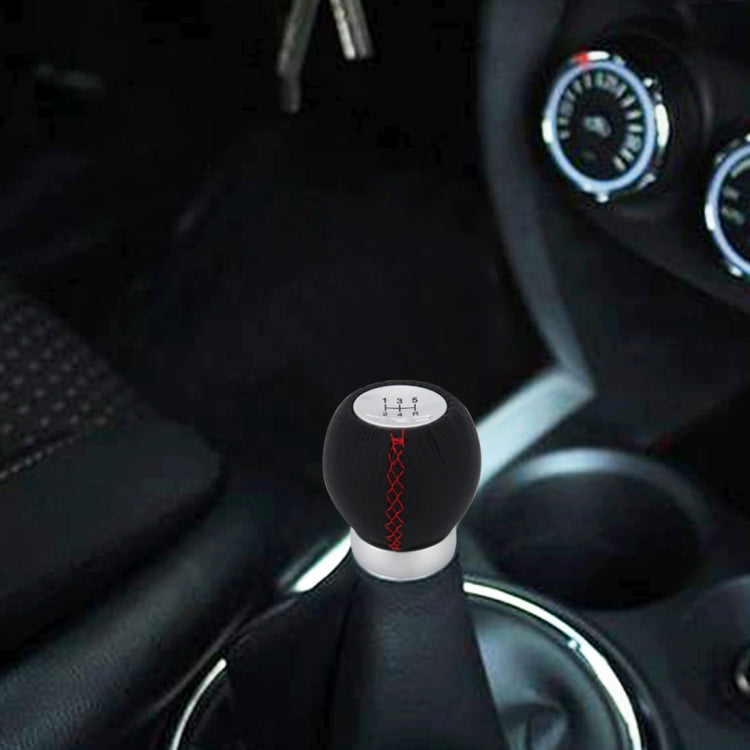 Universal Car Modified Shifter Black Leather Lever Manual 5-Speed Gear Shift Knob Adapter, 5-Speed