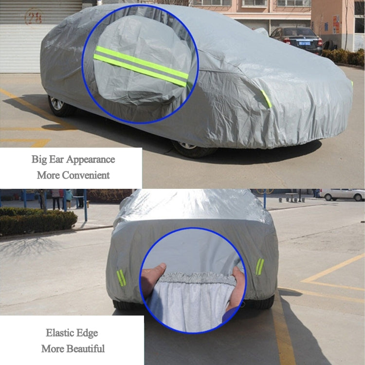 Outdoor Universal Anti-Dust Sunproof 3-Compartment Sedan Car Cover with Warning Strips, 211inch (XXXL)