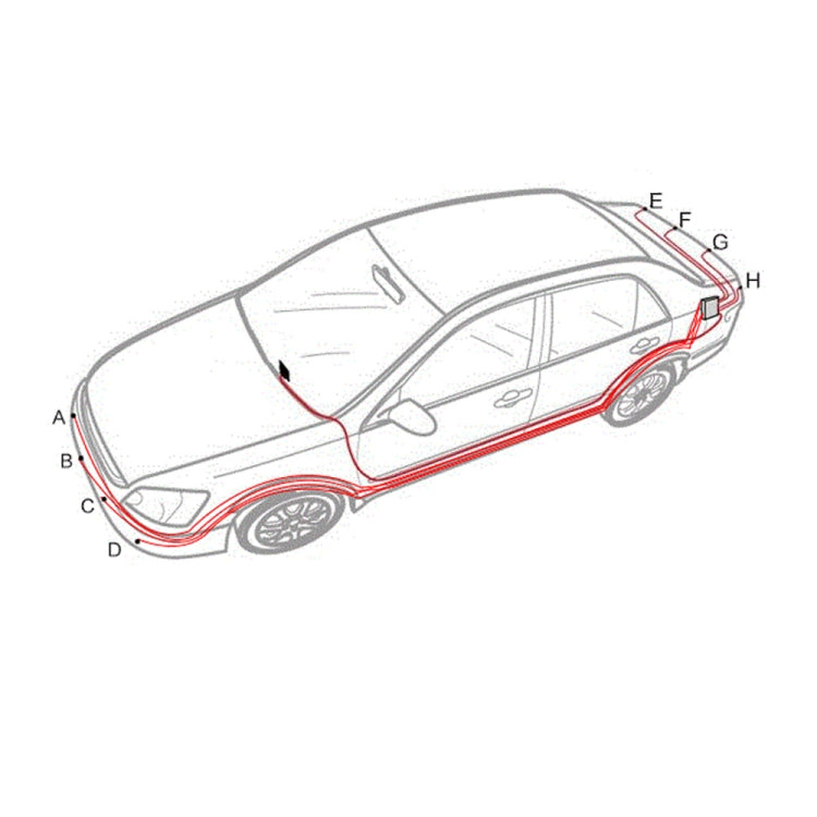 PZ-300-8 Car Parking Reversing Buzzer LED Monitor Parking Alarm Assistance System with 4*7m Front Sensors and 4*2.5m Rear Sensors, with 4 Front Sensors and 4 Rear Sensors